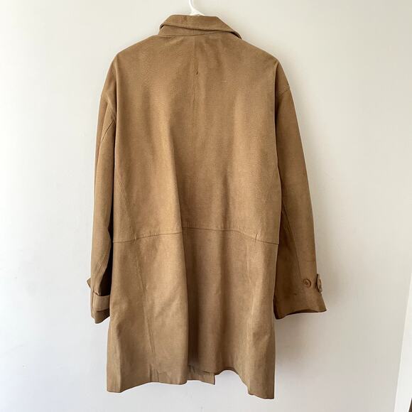 Vintage Camel Leather Jacket XL Genuine Leather Boho Y2K Textured Retro Coat - Picture 4 of 12